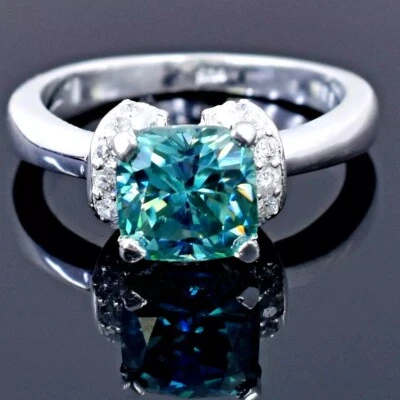 Anillo de diamantes azules certificado corte cojín de 2,40 quilates - gran brillo Foto 1 de 4