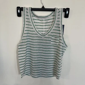 Universal Thread™ Women's Linen Blend Green Stiped Tank top XS - Picture 1 of 8
