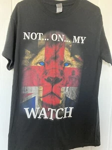 mens t shirt Gildan M black with picture of lion preowned V G C - Picture 1 of 3