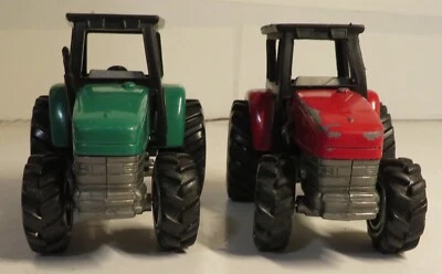 Vintage Red & Green Tractor 2 Pc Lot China 4 1/4" Set Farm Equipment Farming Equ - Image 1 of 4
