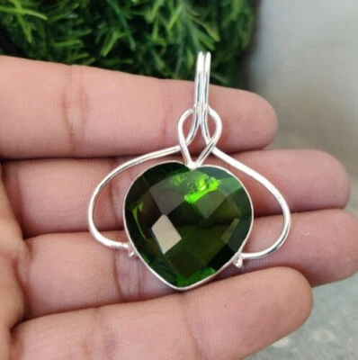 Attractive Peridot Topaz Gemstone 925 Sterling Silver Handmade Pendant J-22 - Image 1 of 4