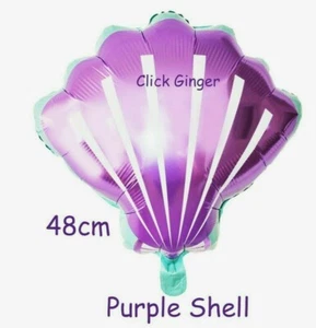 Shell Foil Balloon 48cm Purple Mermaid Under the Sea Helium Decoration - Picture 1 of 2