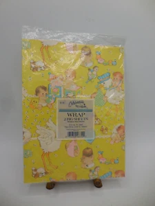 Vintage Baby Shower Gift Wrap Celebrations by Gibson NEW Yellow - Picture 1 of 3