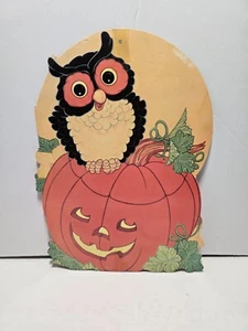 Vintage Owl Pumpkin Double Side Die Cut Halloween Decoration Eureka 13" - Picture 1 of 3