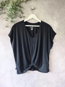 Danskin Top Womens M Black Pullover Short Sleeve Knotted Front Balletcore Dance - Picture 1 of 6