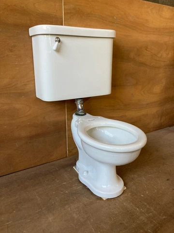Antique Ceramic White Porcelain Complete Toilet Bowl Tank Lid Standard 215-22E Cover