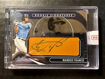 2022 Absolute Baseball Rookie Signatures Wander Franco Tan Leather Auto 6/99 - Image 1 of 3