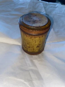 HAND MADE POTTERY DISH WITH LID RUSTIC LOOK SIGNED DOLLY SMALL - Picture 1 of 6