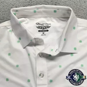 Straight Down Golf Polo Shirt Men M Shamrocks Print Ivanhoe Cup Scotland Ireland - Picture 1 of 14