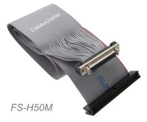 18" SCSI 50-Pin IDC50 Male to External SCSI-2 HPDB50 Female Ribbon Cable - Picture 1 of 3