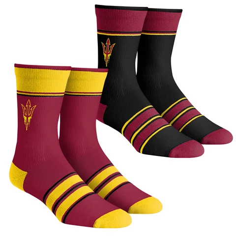 Unisex Rock Em Socks Arizona State Sun Devils Multi-Stripe 2-Pack Team Crew Sock Cover