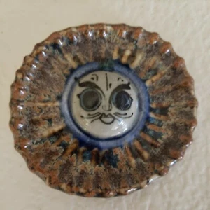 Tonala Mexican Pottery Sun Face Belt Buckle Rare Ken Edwards Vintage Boho Style - Picture 1 of 9