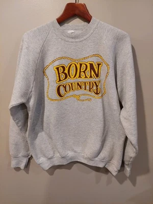 Vintage 90s Born Country XL Sweatshirt Western 2-Sided Boots Hat Classic VTG - Image 1 of 4