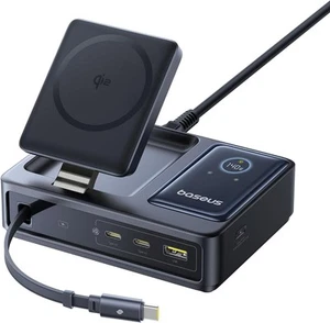 Baseus Nomos Station de Charge 5 en 1 140W, Certifiée Qi2 15W Magnétique Sans Fil - Photo 1 sur 8