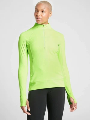 Athleta Whittier Peak Half Zip Top Women’s Large Yellow Reflective Activewear - Image 1 of 4