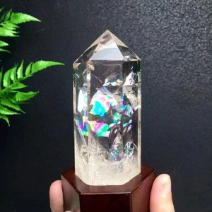 0.83lb Rare Natural Rainbow Clear Quartz Obelisk Crystal Reiki Energy Tower  - Picture 1 of 6