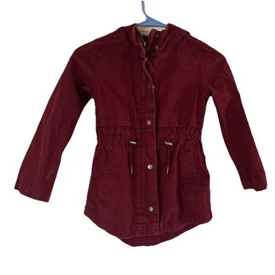Old Navy Jacket Girls S (6-7) Wine Red Utility Hooded Canvas Parka  - Image 1 of 4
