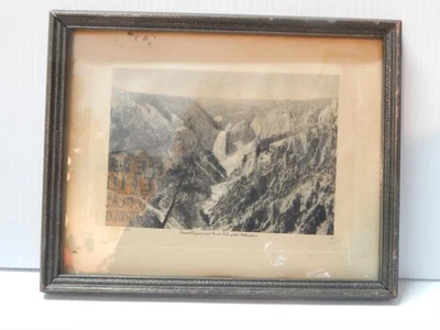 ORIGINAL c1880s ANTIQUE HAYNES HAND SGND INTAGLIO ETCHING YELLOWSTONE FALLS - Image 1 of 4