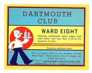 Dartmouth Club Ward ocho botella de soda etiqueta Newport N H - Imagen 1 de 1
