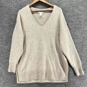 H&M Sweater Pullover Women S Small Beige Knit Wool V-Neck Long Sleeve Casual - Picture 1 of 9