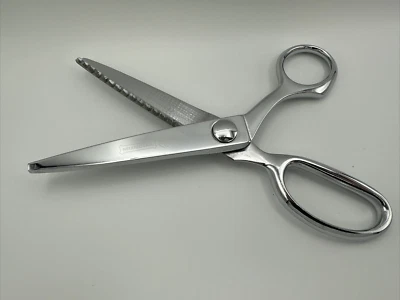 Vintage Mundial Pinking Dressmaker Fabric Scissors  Made in Brazil 407 C Chrome - Image 1 of 4
