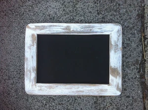 A4 Distressed White Recycled Timber Chalkboard, Old Skool Retro Blackboard, - Picture 1 of 6