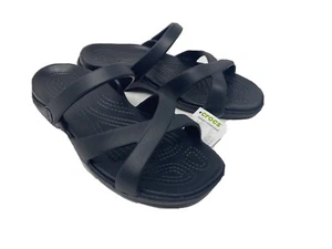 Sandales bande transversale Crocs Meleen choix taille noir neuf - Photo 1/4