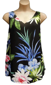 BLACK FLORAL SLEEVELESS CHIFFON BLOUSE, DEBENHAMS THE COLLECTION UK 20, LT553 - Picture 1 of 3