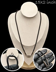 Stainless Steel Goodly 2 Hook Men Women Black Rope Necklace Thai Amulet CK92 - Picture 1 of 9