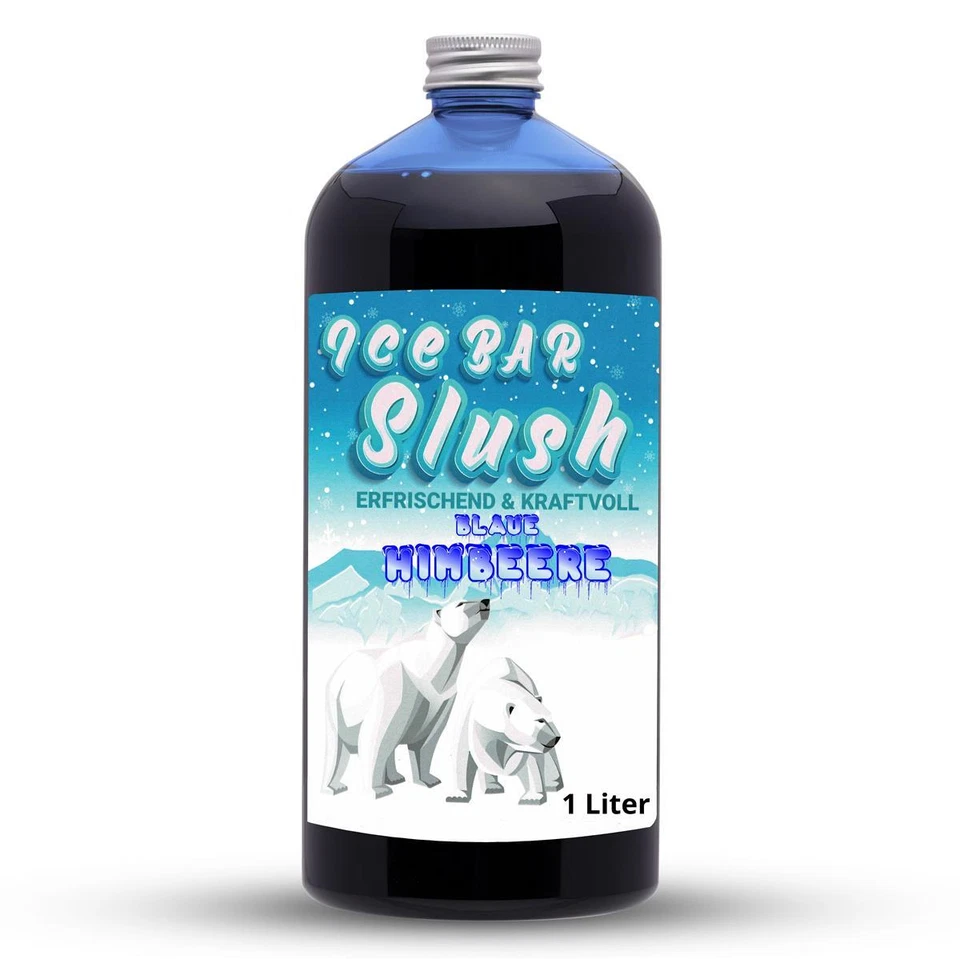 HOPSER FUNFOOD ICE BÄR Sirup Slush Konzentrat AZO FREI Blaue Himbeere 1 Liter