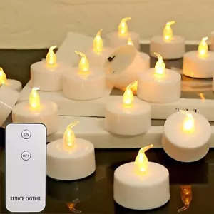 24 Flameless Flickering LED Tea Lights Candle Battery Operated w/ Remote Control - Picture 1 of 19