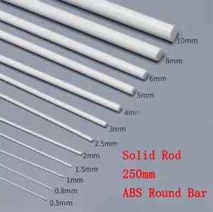 ABS Round Bar Dia 1/2/3/4/5/6mm Styrene Plastic Strips Rod Plasticard 250mm Long - Picture 1 of 10