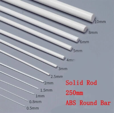 ABS Round Bar Dia 1/2/3/4/5/6mm Styrene Plastic Strips Rod Plasticard 250mm Long - Image 1 of 4