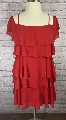 NWT Nanette Lepore Red Riding Hood Rich Romantics Flapper Tiered Dress 16  #8515 - Imagem 1 de 4