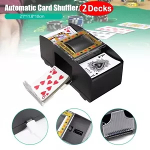 2 Decks Elektrisch Kartenmischgerät Kartenmischer Poker-Sortiermaschine Schwarz - Bild 1 von 20
