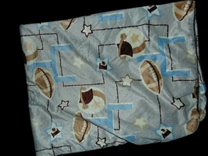 SL Home Fashions Football Blue brown Blanket - Picture 1 of 3