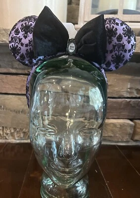 NUEVO Papel Pintado Mansión Embrujada Parques Disney Púrpura Minnie Mouse Diadema Oreja Foto 1 de 4