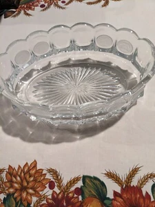 Vintage FOSTORIA COIN PATTERN CLEAR GLASS OVAL BOWL 8-3/4" - Picture 1 of 5