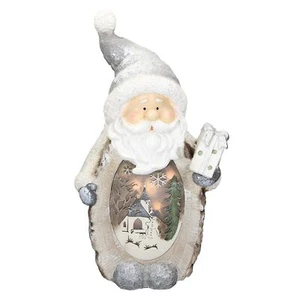 Statua decorazione Babbo Natale scultura natalizia LED 27x14x52 cm in poliresina - Foto 1 di 8