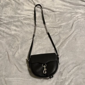 Black Megan Leather Mini Saddle Crossbody Bag Rebecca Minkoff - Picture 1 of 4