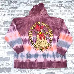 Simply Southern Hoodie Women XL Purple Tie Dye Sweatshirt Sweater Chicken Farm - Picture 1 of 16