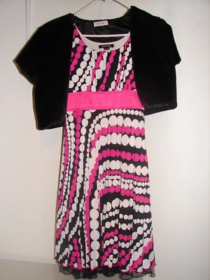 My Michelle черный ярко розовый горошек платье без рукавов размер 16 + искусственного меха жакет - Изображение 1 из 4