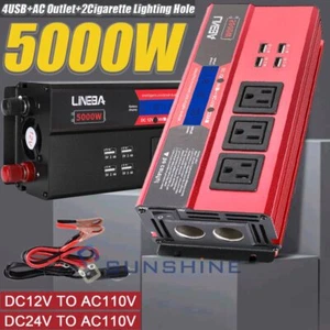 Convertidor 5000W De DC 12V/24V A 110V AC Para Carro Auto Inversor De Corriente - Picture 1 of 71