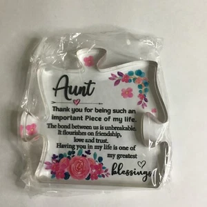 Placa de rompecabezas ""Amistad, amor y confianza"" de la tía - Gracias - Imagen 1 de 4