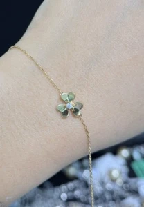 18k Solid Yellow Gold Mini Size Flower Thin Bracelet. 1.94 Grams. 7” - Picture 1 of 6