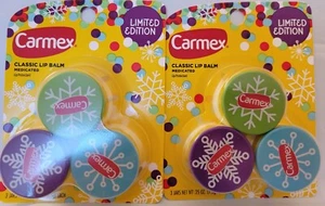 2 frascos de bálsamo labial medicados Carmex .25 OZ Ea edición limitada copo de nieve lote de 2 - Imagen 1 de 10