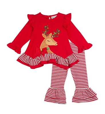 Новый с Ярлыками девочек редкие издания Рождественский олень наряд 18 м праздник 2шт комплект красная полоса - Изображение 1 из 3