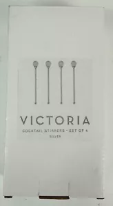 Z Gallerie Victoria Cocktail Stirrers Crystal Rhinestone Silver Set of 4 - Picture 1 of 5