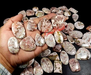 Antiguo Melocotón Natural Rosita Jaspe Cabujón Piedras Preciosas Venta al por mayor Lote 7 Piezas 250Cts - Imagen 1 de 8