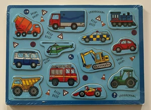 Vehículos 12 Piezas Rompecabezas de Madera para Niños Excavadora Coches Tract... - Imagen 1 de 1